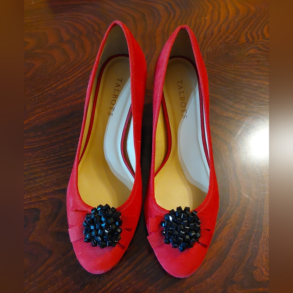 Talbots Isa Suede Embellished Block Heel